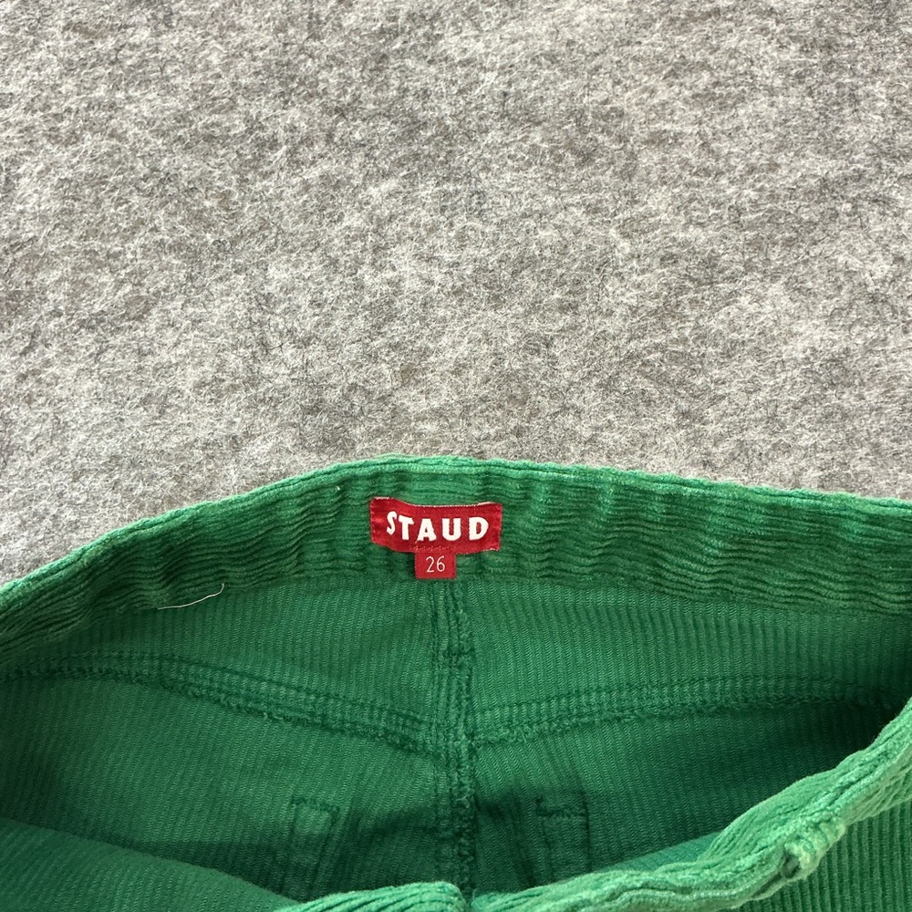 STAUD Green Corduroy Straight Leg Pants Size 26 - Picture 3 of 4